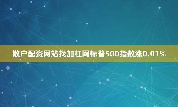 散户配资网站找加杠网标普500指数涨0.01%